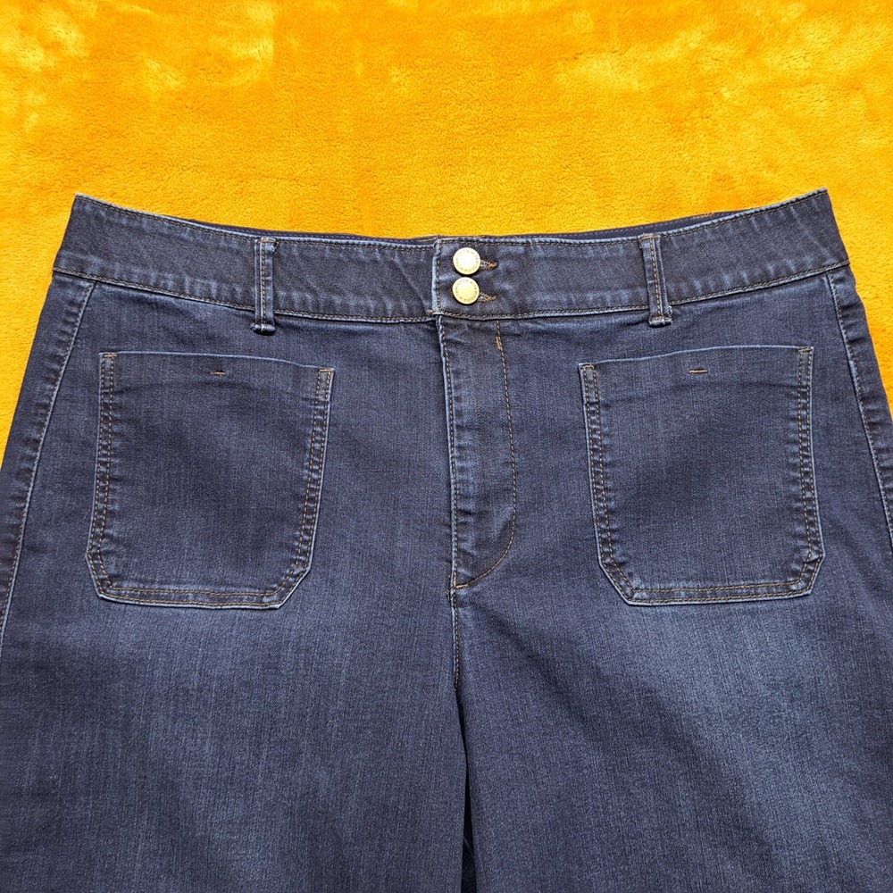 Wit & Wisdom Emma Wide Leg Crop JeansWomen 18 Dark Indigo Excellent Patch Pocket - Picture 10 of 11